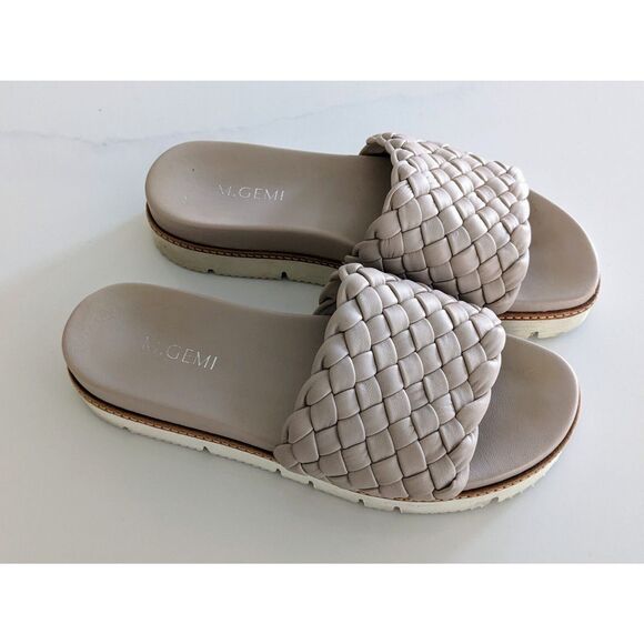 M.Gemi The Tessuti Braided Sandal Slip On Open Toe Platform Cream Brown Size 40 - Picture 2 of 7